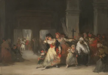 Inde i kirken, ca. 1860-66 (olie på blikplade)