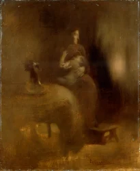 Kvinde med en baby i skødet, 1890