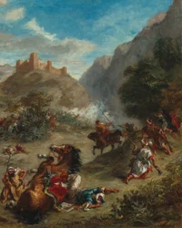 Arabere i træfning i bjergene, 1863.