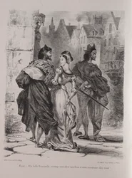 Illustrationer til Faust: Faust søger at lokke Marguerite