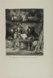 Mephistopheles ser ud til Faust, fra Faust