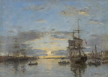 Tysk: Le Havre. Den ydre havn ved solnedgang Le Havre: Den ydre havn ved solnedgang