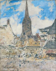 Kotava: "Biot ke Sainte-Catherine uja koe Honfleur (trutca ke Boudin)"
Fransk: Le Clocher de Sainte-Catherine, Honfleur