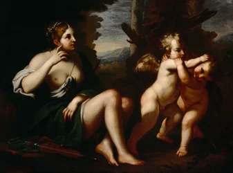 Diana og amoriner (olie på lærred)