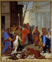 Forudsigelsen af Saint Paul til Efese maleri af Eustache Le Sueur (1617-1655) 1649 Søn. 3,94x3,28 m