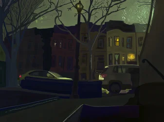6 AM South Side of Street, Prospect Park (digital kunst)