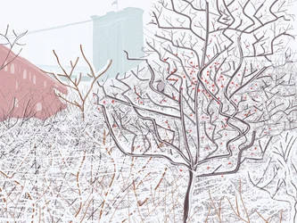 Fugl i sne, Brooklyn Bridge Park (digital kunst)