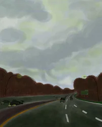Driving the Long Island Expressway, 2017 (håndtegnet på en iPad med en Apple-blyant)