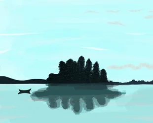 Lake In Maine, 2015 (håndtegnet på en iPad med en Apple-blyant)