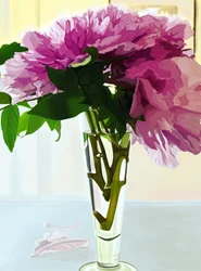 Magenta pæoner i vase (digital kunst)