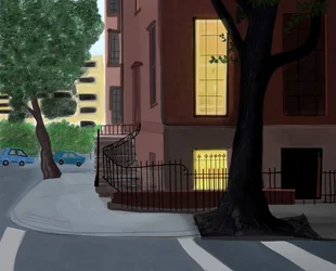 Willow and Middagh Street, 2016 (håndtegnet på en iPad med en Apple-blyant)