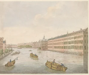 Udsigt over Binnen-Amstel, ca. 1810-1813 Vue du Blaauwe-Brug, pris de l