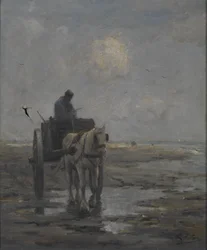 Hest og vogn (olie på lærred)