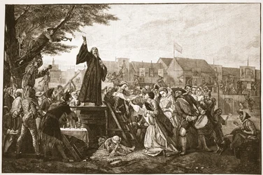 Whitefield prædiker i Moorfields, illustration fra "The Church of England: A History for the People