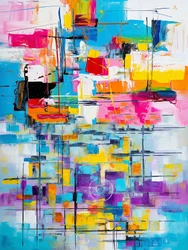 Flydende abstrakt kunstmaleri i fuld farver, fine kunsttryk