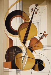 Musik abstrakt, en violin oliemaleri, væg kunst print, soveværelse indretning