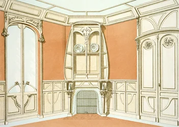 Indretning af en spisestue, illustration fra Menuiserie dArt Nouveau udgivet omkring 1900