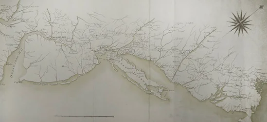 Generelt kort over hærens lejre og marcher i Amerika på ordre fra Rochambeau, detalje fra højre side, fra 