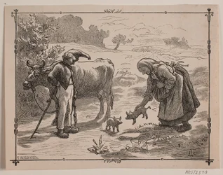 Illustration til folkeeventyret "Tre små røde Grise"