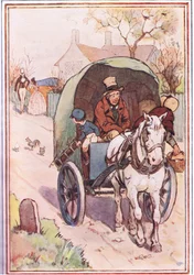 Da de var på vej væk løb hans mor ud af porten, illustration fra David Copperfield, 1914
