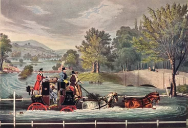 Mail Coach in a Flood, c1827, 1904