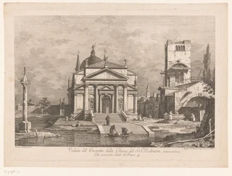 Udsigt over Il Redentore i Venedig Veduta del Prospetto della Chiesa del S.S.mo Redentore (titel på objekt) Udsigt over Venedig efter Canalettos design (serietitel)