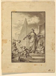 Tegning, design til en illustration: "Arkitektur", 1760-89