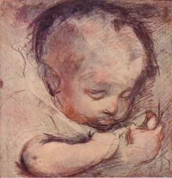Study of a Sleeping Baby, c1500-tallet, 1903