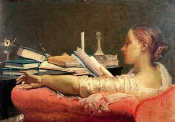 The Reader af Federico Faruffini (1831-1869), olie på lærred, 405 cm x59
