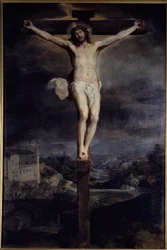 Kristus på korset Maleri af Federico Barocci (Baroccio) (1526/35-1612) kaldet The Baroche 1604 Sun. 3,74x2,46 m Madrid, Prado Museum