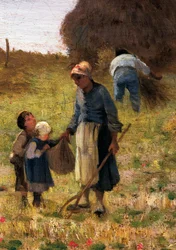 Harvest, maleri af Federico Rossano (1835-1912), olie på lærred, 65x80 cm, detalje