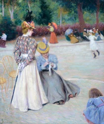 Games at park, af Federico Zandomeneghi (1841-1917), olie på lærred, 55,5x45,5 cm