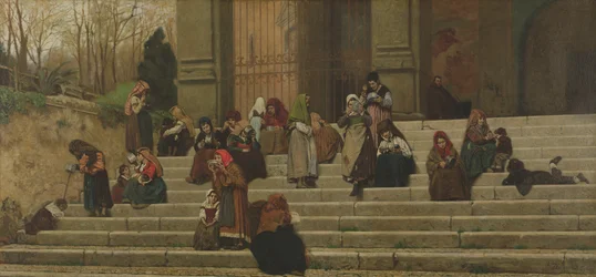 De fattige på trappen til klostret Ara Coeli i Rom, 1872