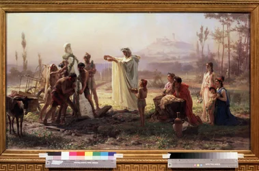 Antikkens Grækenland: ""Ceremoni til hyldest til guden Hermes"" Maleri af Feodor Andreyevich Bronnikov (1827-1902) 1874 Dim. 70x123 cm Statens Tretyakov Galleri Moskva