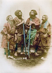 Gruppe af ainu, Japan, 1882