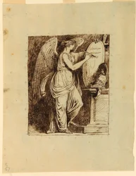 Tegning, En bevinget sejr med årstallet 1805 på et skjold, 1805