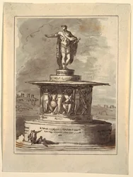 Tegning, Projekt til et monument til Foro Bonaparte, Milano, 1800, 1810-20