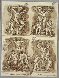 Fire Hermer, Studier efter Carracci