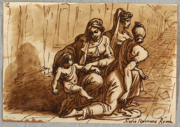 Gruppe af figurer, studie til Donationen, efter Giulio Romano
