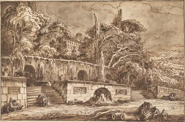 Landskabscapriccio med Villa d