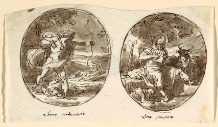 Man the Hunter, Man the Shepherd, Design til hvælvet loft, Sala dei Legislatori, Palazzo Conti-Sinibaldi, Faenza