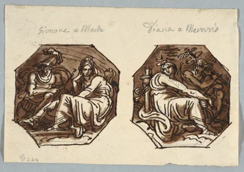 Mars og Juno; Mercury og Diana i diagonal komposition