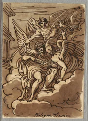 St. Paul i skyerne med engle og palmer