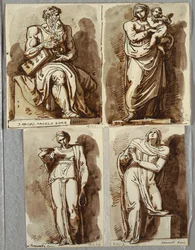 Studier efter fire statuer på Julius II