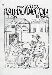 En inka spørger en spanier, hvad han spiser, og han svarer “Guld”