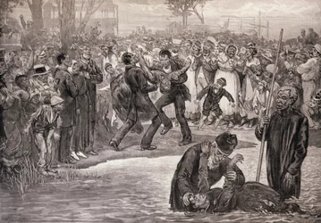 Dåb af sorte mennesker i USA, fra »The Illustrated London News«, 21. maj 1887