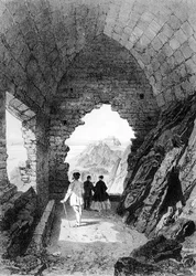 Saint Heliers Hermitage og Elizabeth Castle, Jersey, 1870 (litografi)