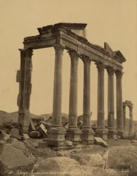 Kolonnade og resterne af templet i Palmyra, Syrien