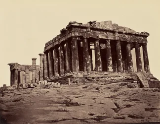Parthenon, pris des propylees - Athenes. [Fra nord - vest]