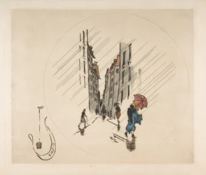 Dekoration til en tallerken: Regn, 1870.